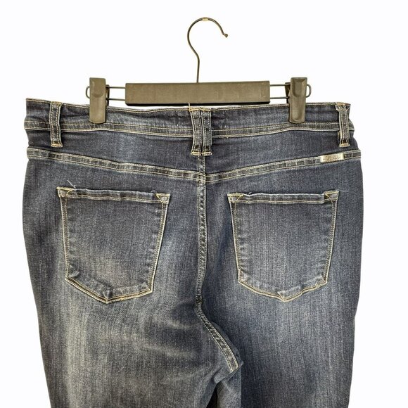 Kancan Flare Leg‎ Distressed Blue Button-Fly Denim Jeans XL - Picture 4 of 6